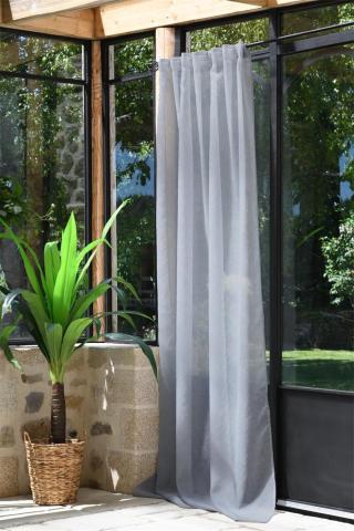 Dekorační záclona s poutky režného vzhledu DERBY světle šedá 140x260 cm  France