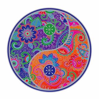 Dekorativní samolepka Jin a Jang Mandala - cca 13,5 cm