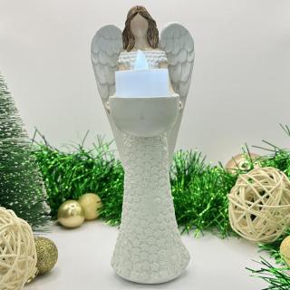 Dekorativní soška anděla se svítící svíčkou jako dárek 20 cm