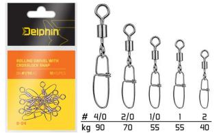 Delphin Karabinka s obratlíkem Rolling Swivel with Crosslock Snap B-04 10ks