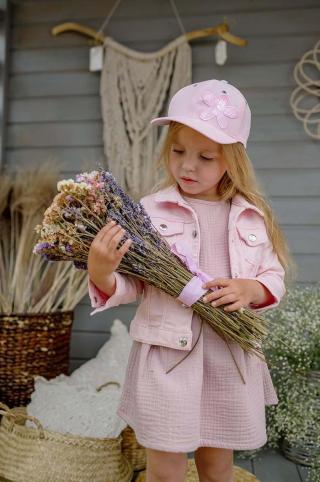 Dětská bavlněná čepice Jamiks růžová barva, s aplikací