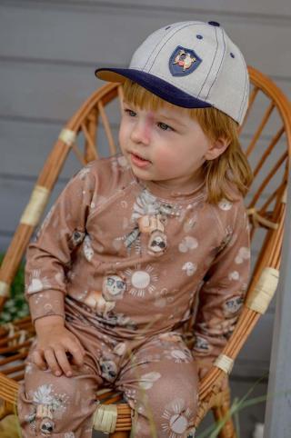 Dětská bavlněná čepice Jamiks TREFL béžová barva, s aplikací