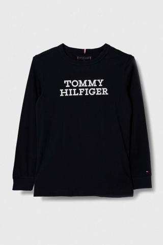 Dětská bavlněná košile s dlouhým rukávem Tommy Hilfiger černá barva