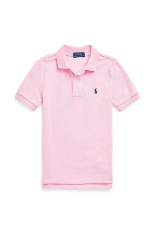 Dětská bavlněná polokošile Polo Ralph Lauren růžová barva