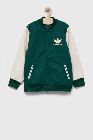 Dětská bomber bunda adidas Originals zelená barva