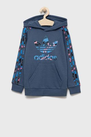 Dětská mikina adidas Originals fialová barva, s aplikací