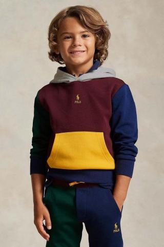 Dětská mikina Polo Ralph Lauren vínová barva, s kapucí, hladká