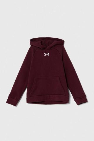 Dětská mikina Under Armour UA Rival Fleece vínová barva, s kapucí, s aplikací