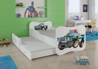 Dětská postel s obrázky - čelo Gonzalo II Rozměr: 160 x 80 cm, Obrázek: Policejní auto