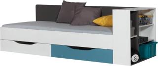 Dětská postel Tablo TA12 Barva korpusu: Grafit/Bílá/Modrá, Varianty: Samostatná postel, Varianta Si: Čelo pravé