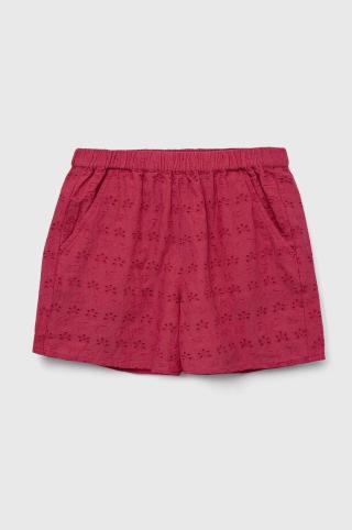 Dětské bavlněné šortky Sisley růžová barva, hladké