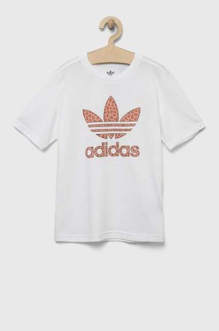 Dětské bavlněné tričko adidas Originals bílá barva, s potiskem