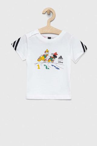 Dětské bavlněné tričko adidas x Disney bílá barva, s potiskem