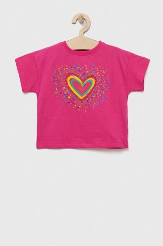Dětské bavlněné tričko Desigual růžová barva