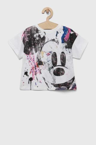 Dětské bavlněné tričko Desigual x Disney bílá barva