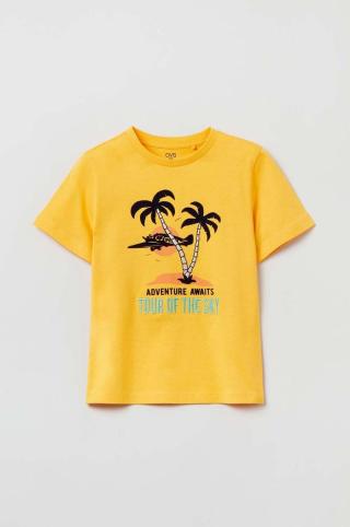 Dětské bavlněné tričko OVS žlutá barva, s potiskem