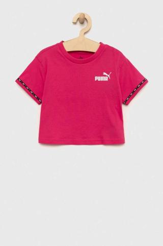 Dětské bavlněné tričko Puma PUMA POWER Tape Tee G růžová barva