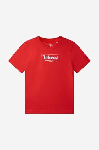 Dětské bavlněné tričko Timberland Short Sleeves Tee-shirt červená barva, s potiskem