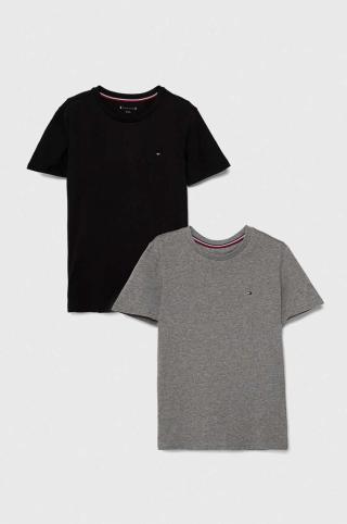 Dětské bavlněné tričko Tommy Hilfiger 2-pack šedá barva