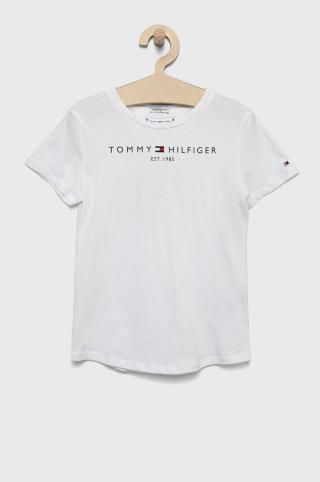 Dětské bavlněné tričko Tommy Hilfiger bílá barva