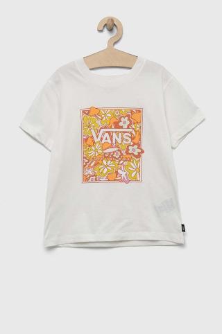 Dětské bavlněné tričko Vans PSYCHEDELIC FLORAL BOX marshmallow bílá barva