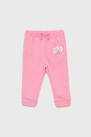 Dětské kalhoty GAP růžová barva, s potiskem