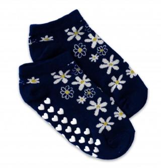 Dětské ponožky s ABS Květinky - tm. modré, vel. 31-34