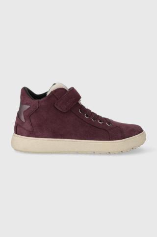 Dětské semišové sneakers boty Geox J36HYC 022BH J THELEVEN WPF fialová barva