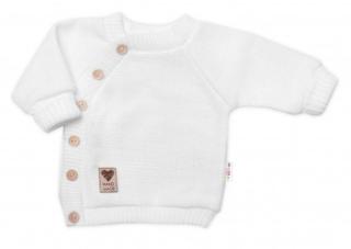 Dětský pletený svetřík s knoflíčky, zap. bokem, Hand Made Baby Nellys, bíly, vel. 56-62