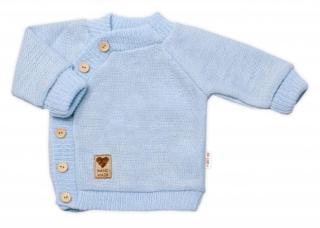 Dětský pletený svetřík s knoflíčky, zap. bokem, Hand Made Baby Nellys, modrý, vel. 56-62