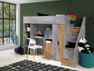 Dětský pokoj s postelí Kosto B, wotan/beton
