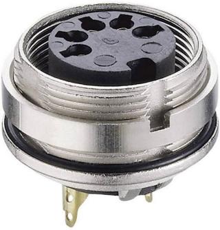 DIN kruhový konektor Lumberg 0305 04, zásuvka, vestavná vertikální, pólů 4, stříbrná, pozlacený, 1 ks