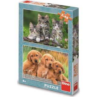Dino pejsci a kočičky 2x48 puzzle
