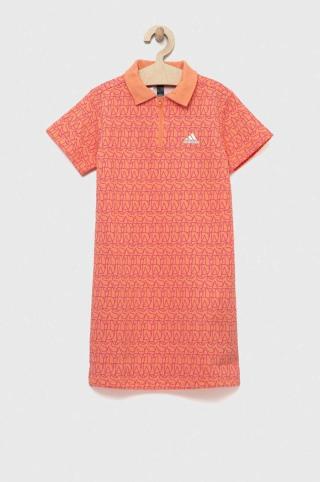 Dívčí šaty adidas G BLUV2 DRESS oranžová barva, mini