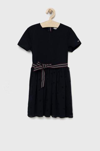 Dívčí šaty Tommy Hilfiger tmavomodrá barva, midi
