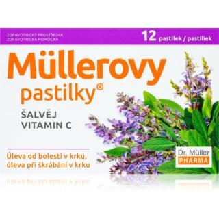Dr. Müller Müllerovy pastilky® šalvěj a vitamin C pastilky při chřipce a nachlazení 12 ks