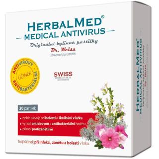 Dr.Weiss HerbalMed MEDICAL pastilky pastilky pro úlevu od bolesti v krku 20 ks