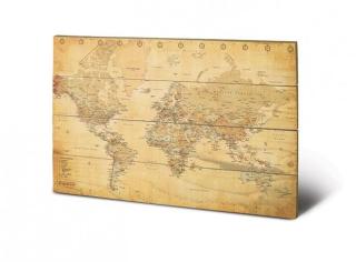 Dřevěný obraz Mapa světa - starý styl,