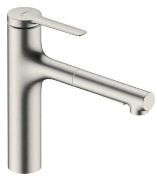 Dřezová baterie Hansgrohe Zesis s vytahovací sprškou, 2 proudy nerez 74804800