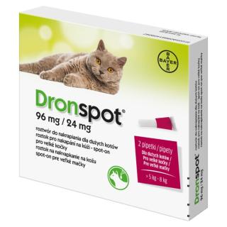 DRONSPOT 96 mg/24 mg spot-on pro velké kočky 2x 1,12 ml