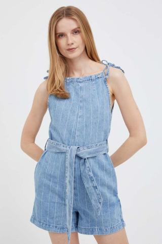 Džínový overal Pepe Jeans s kulatým průkrčníkem