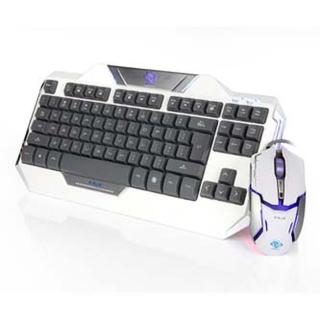 E-blue Auroza, sada klávesnice s optickou herní myší, US, herní, drátová , bílá