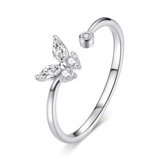 Emporial stříbrný nastavitelný prsten Třpytivý motýl BSR178-6-8 Velikost: Univerzální 52-60 mm
