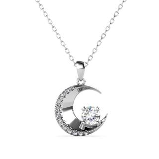 Emporial stříbrný pozlacený náhrdelník Měsíc s drahokamem moissanitem MP018