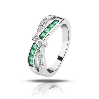 Emporial stříbrný rhodiovaný prsten Zelená mašle MA-MR1002-GREEN-SILVER Velikost: 9