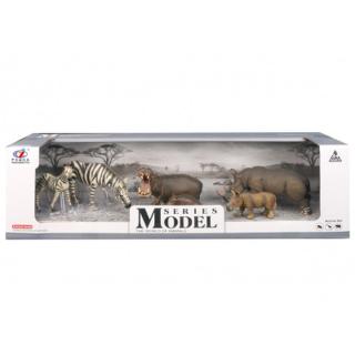 EPEE Czech - Sada Model Svět zvířat zebry, hroši, nosorožci, máma + mládě