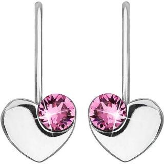 Evolution Group Stříbrné srdíčkové náušnice s krystaly Swarovski 31299.3 Rose