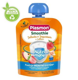 EXP: 13.09.2023 PLASMON Kapsička Smoothie NUTRI-MUNE ovoce-jogurt jablko a jahoda 85g, 6 m+