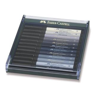 Faber-Castell Pitt Artist Pen Brush sada 12 ks, šedé barvy