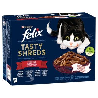 Felix Tasty Shreds lahodný výběr ve šťávě - s hovězím a kuřetem 12 x 80 g